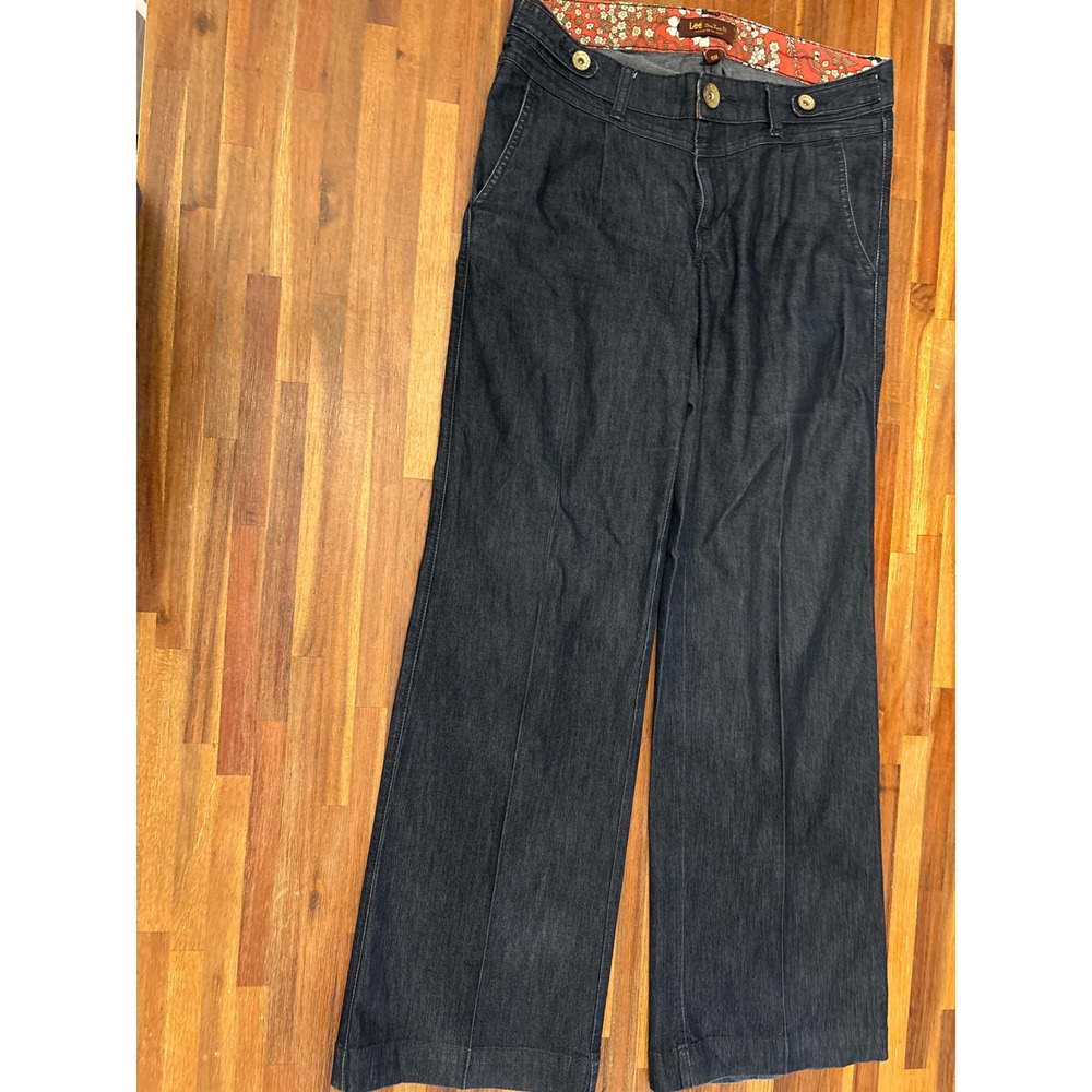 Lee One True Fit Jeans Womens 6M Dark Blue Excellent Wide Leg Trouser Sailor